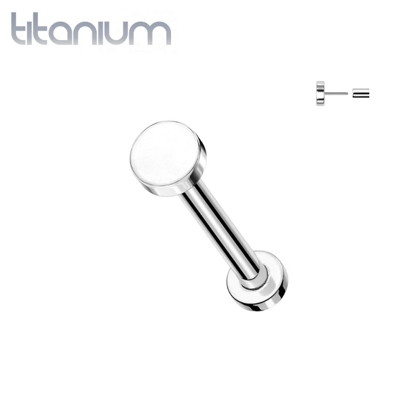 Implant Grade Titanium Circle Disc Push In Threadless Labret With Flat Back - Pierced Universe