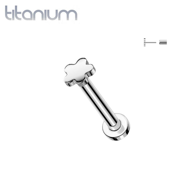 Implant Grade Titanium Flower Push In Threadless Labret With Flat Back - Pierced Universe