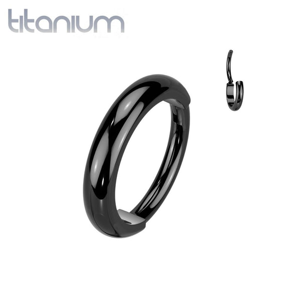 Implant Grade Titanium Black PVD Thick 20ga Multi-Use Nose Ring Hinged Clicker Hoop - Pierced Universe