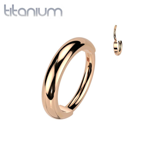 Implant Grade Titanium Rose Gold PVD Thick 20ga Multi-Use Hinged Clicker Hoop - Pierced Universe