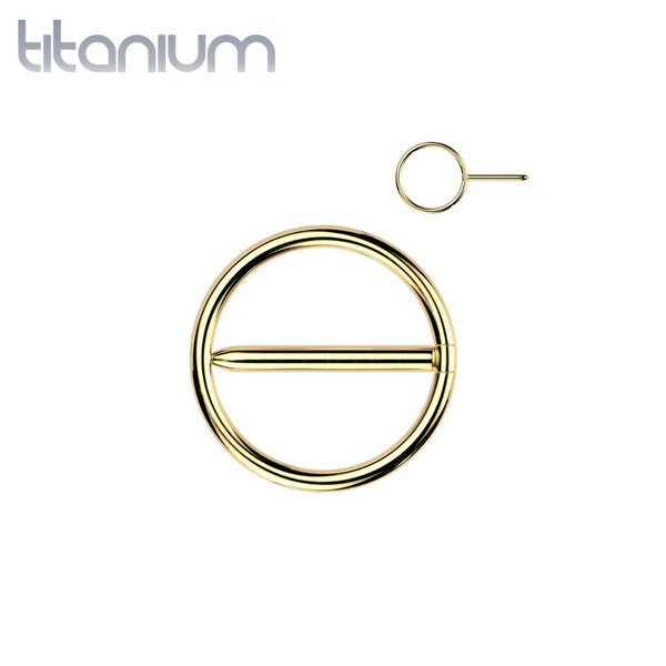Implant Grade Titanium Gold PVD Circle Hinged Clicker Nipple Shield - Pierced Universe