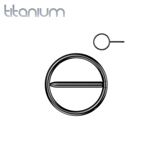 Implant Grade Titanium Black PVD Circle Hinged Clicker Nipple Shield - Pierced Universe