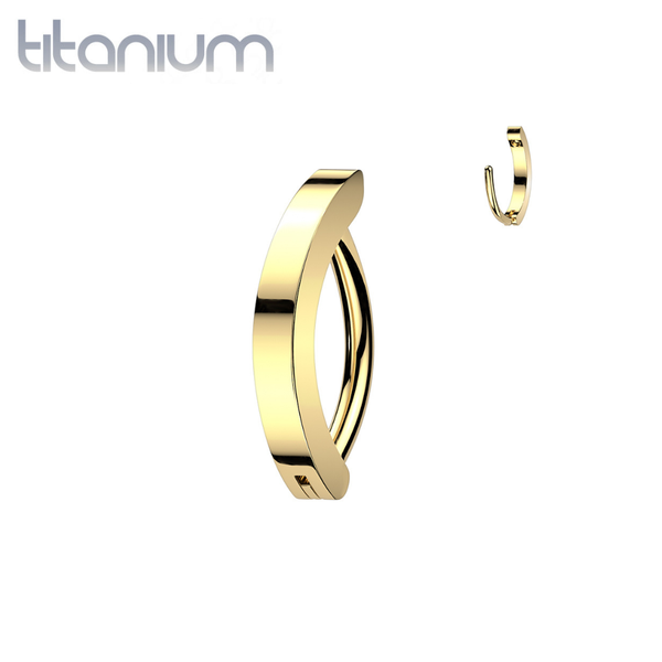Implant Grade Titanium Gold PVD Minimal Hinged Clicker Curved Barbell - Pierced Universe