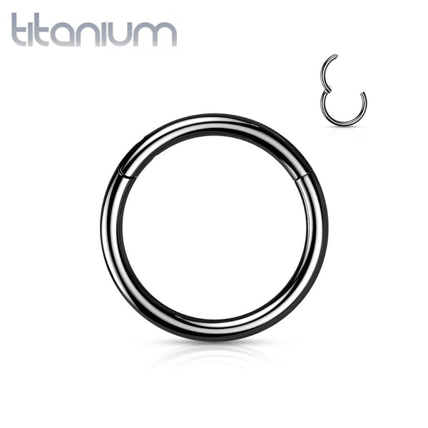 Implant Grade Titanium Black PVD Hinged Clicker Segment Cartilage Hoop Ring - Pierced Universe