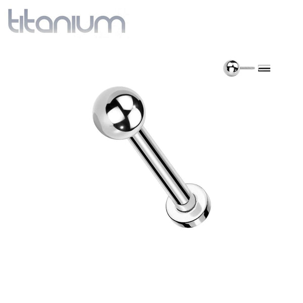 Implant Grade Titanium Threadless Push In Ball Top Labret With Flat Back - Pierced Universe