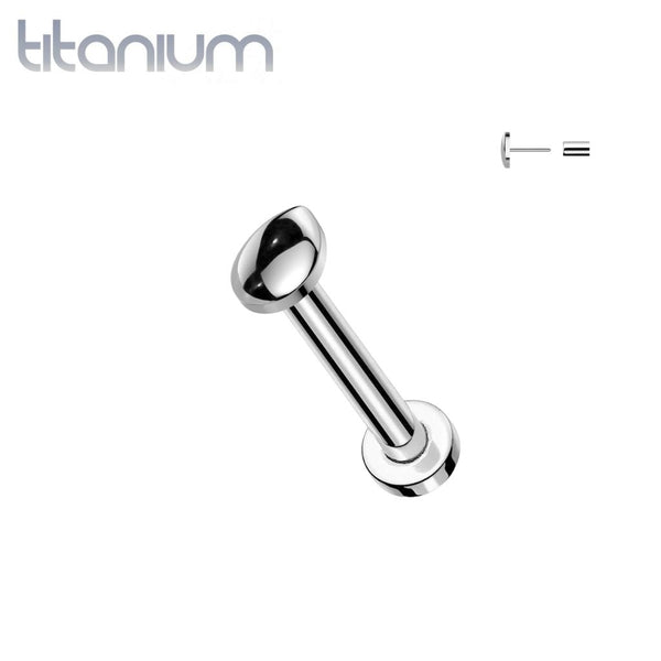 Implant Grade Titanium Minimal Teardrop Push In Threadless Labret With Flat Back - Pierced Universe