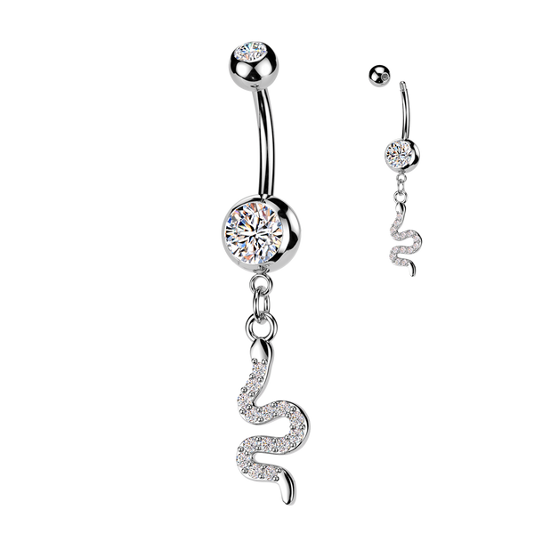 316L Surgical Steel Snake Dangling Belly Ring
