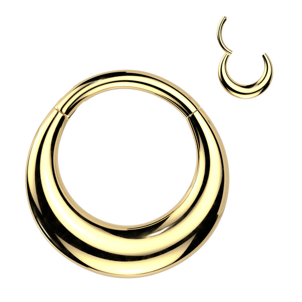 316L Surgical Steel Gold PVD  Thick Moon Hinged Clicker Hoop - Pierced Universe