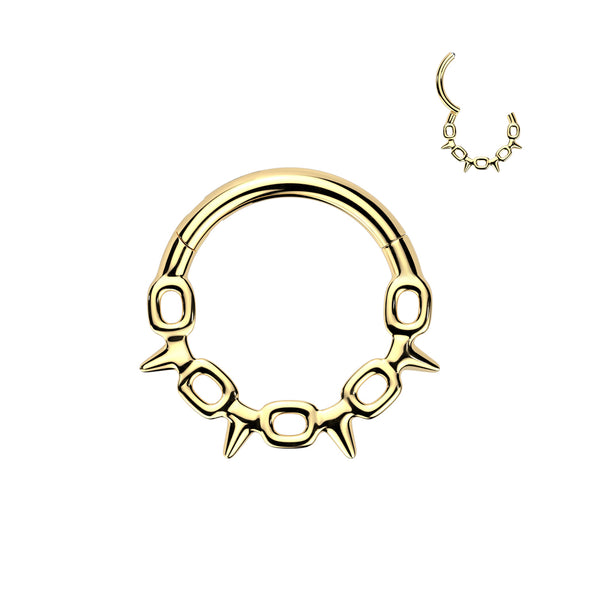 316L Surgical Steel Gold PVD Chain Link Spike Hinged Clicker Hoop - Pierced Universe