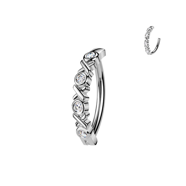 316L Surgical Steel White CZ "XOXO" Hinged Clicker Belly Ring - Pierced Universe