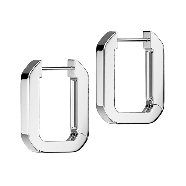 Pair of 316L Surgical Steel Rectangle Squared Hoop Earrings - Pierced Universe