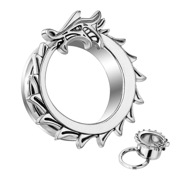 316L Surgical Steel Dragon Rim Screw On Ear Tunnels - Pierced Universe