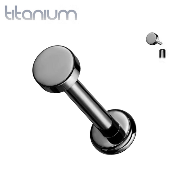 Internally Threaded Small Circle Black PVD Implant Grade Titanium Labret - Pierced Universe