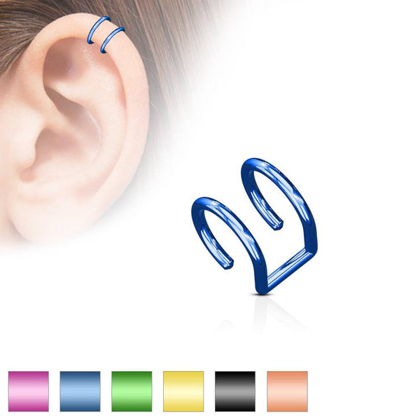 Fake 2 Hoop Clip On Cartilage Piercing - Pierced Universe