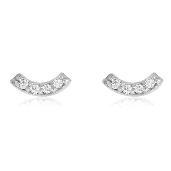 Pair of 925 Sterling Silver Small 4 Gem Curve Minimal Earrings - Pierced Universe
